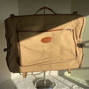 Ford Eddie Bauer Khaki Canvas Leather Garment Bag